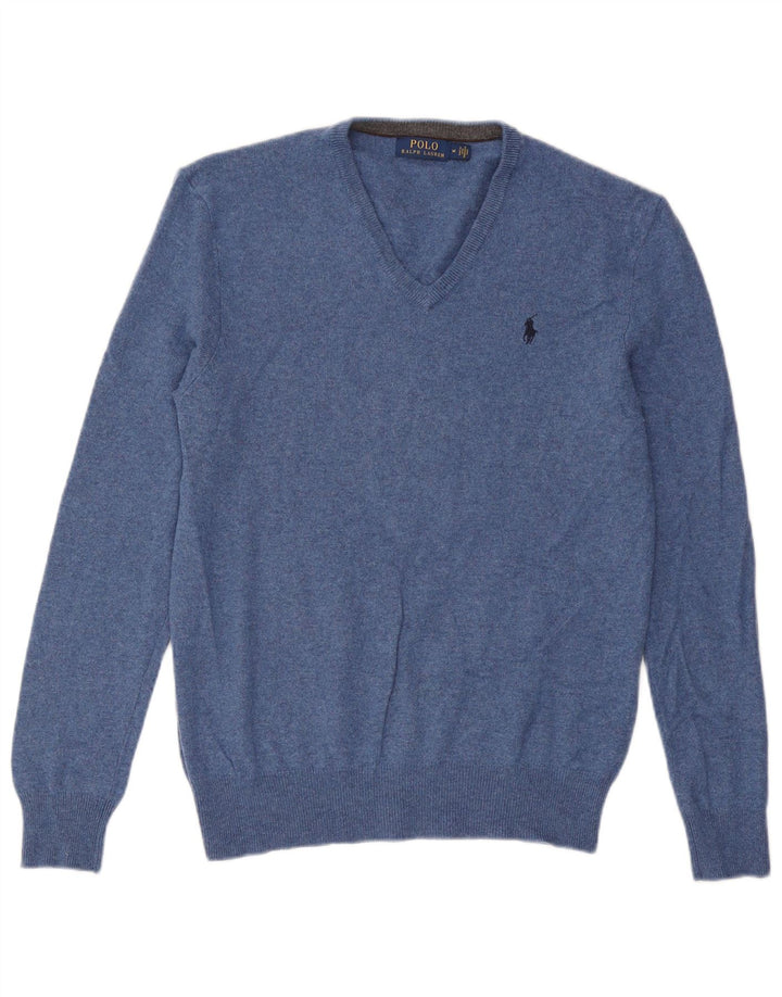 Polo Ralph Lauren muški džemper s V-izrezom srednje plave vune