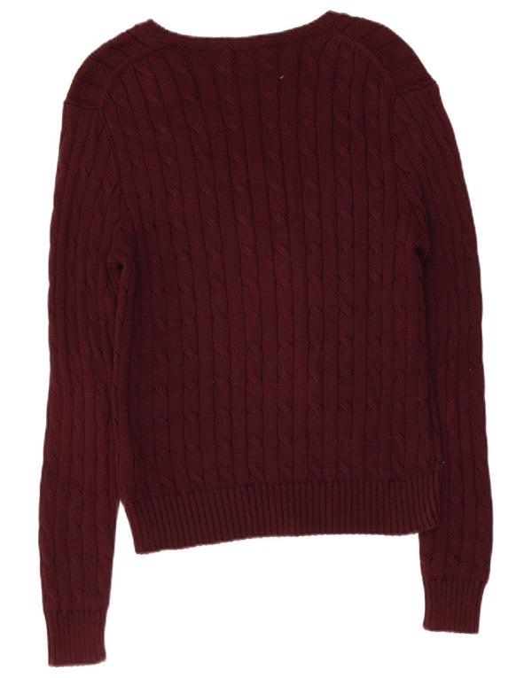 Polo Ralph Lauren ženski džemper s V-izrezom UK 14 Veliki kestenjasti pamuk