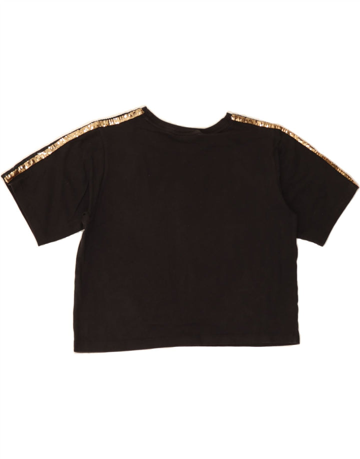 CHAMPION Womens Crop T-Shirt Top UK 14 Medium Black Vintage Champion and Second-Hand Champion from Messina Hembry 
