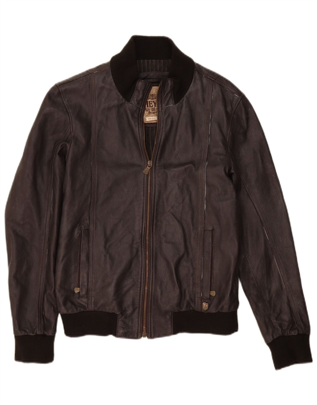 Vintage muška bomber kožna jakna UK 36 Mala smeđa koža