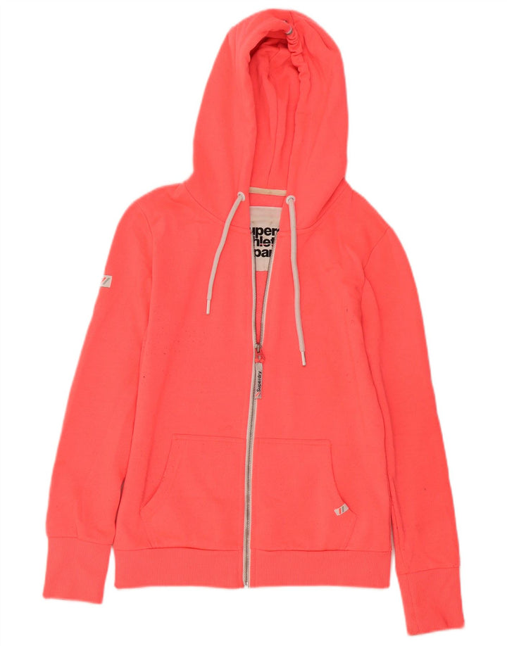 Superdry ženski pulover s kapuljačom s patentnim zatvaračem UK 10 mali ružičasti poliester