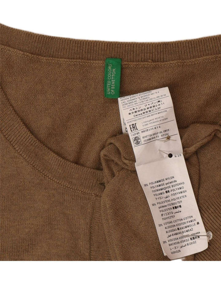 Benetton ženski kardigan pulover UK 12 srednje smeđi poliamid