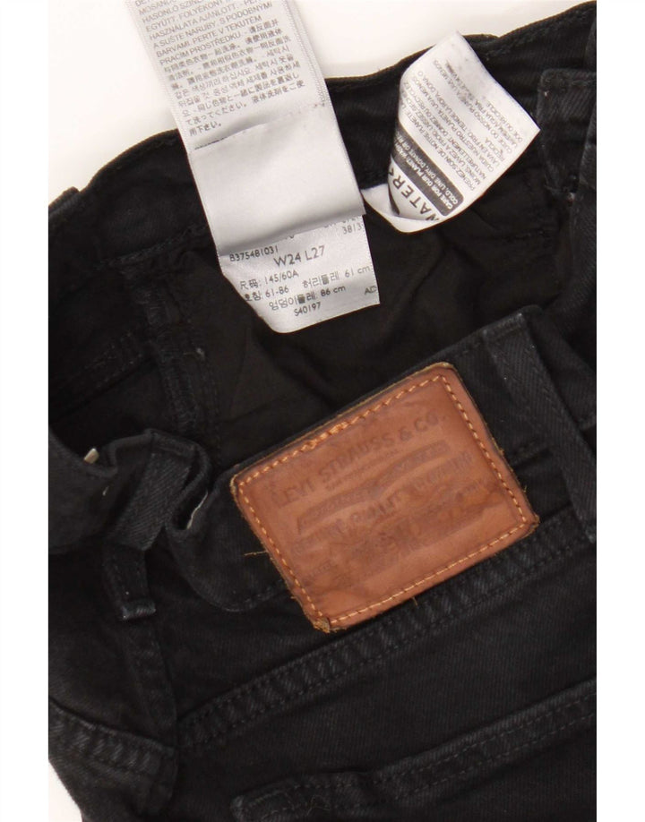 Levi's ženske ravne traperice s prsnim košem W24 L27 crni pamuk