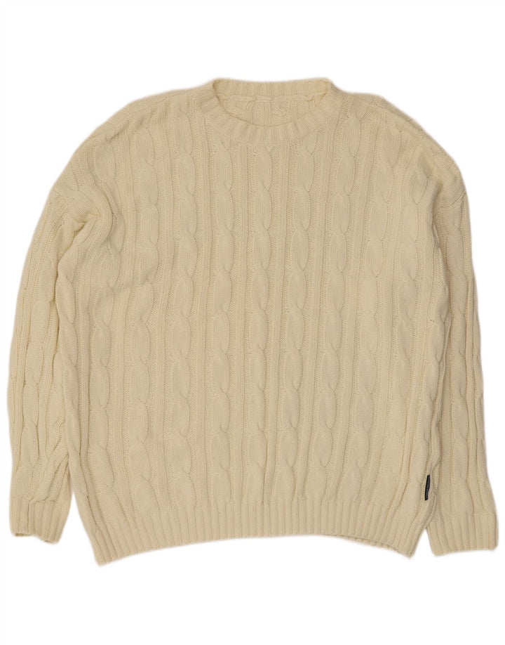 Vintage muški džemper s okruglim izrezom 2XL bež boje