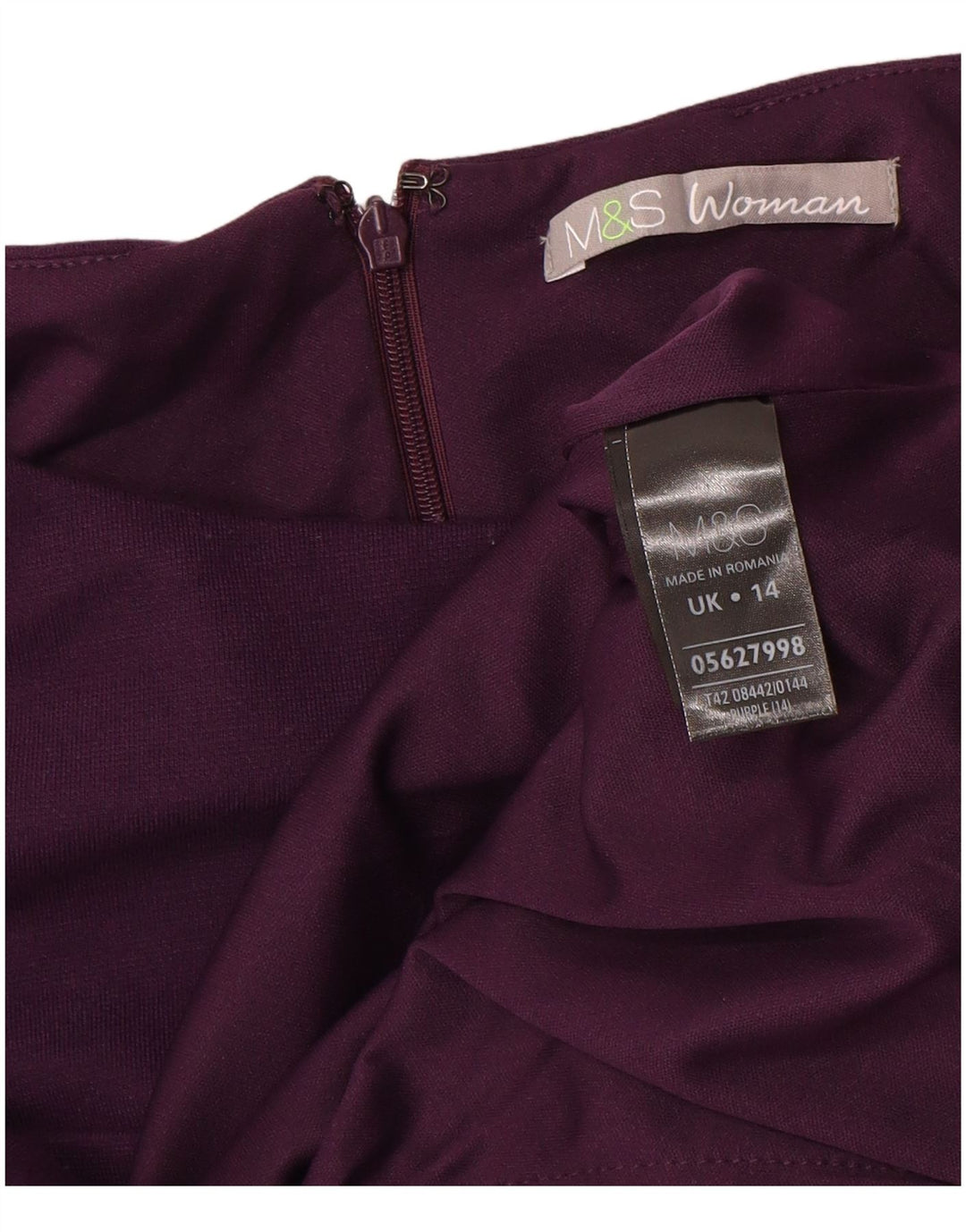 MARKS & SPENCER ženska haljina s peplumom UK 14 srednje ljubičasta poliester