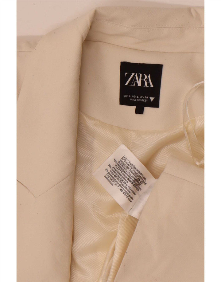 Zara ženska otvorena bolero jakna UK 16 veliki prljavo bijeli poliester