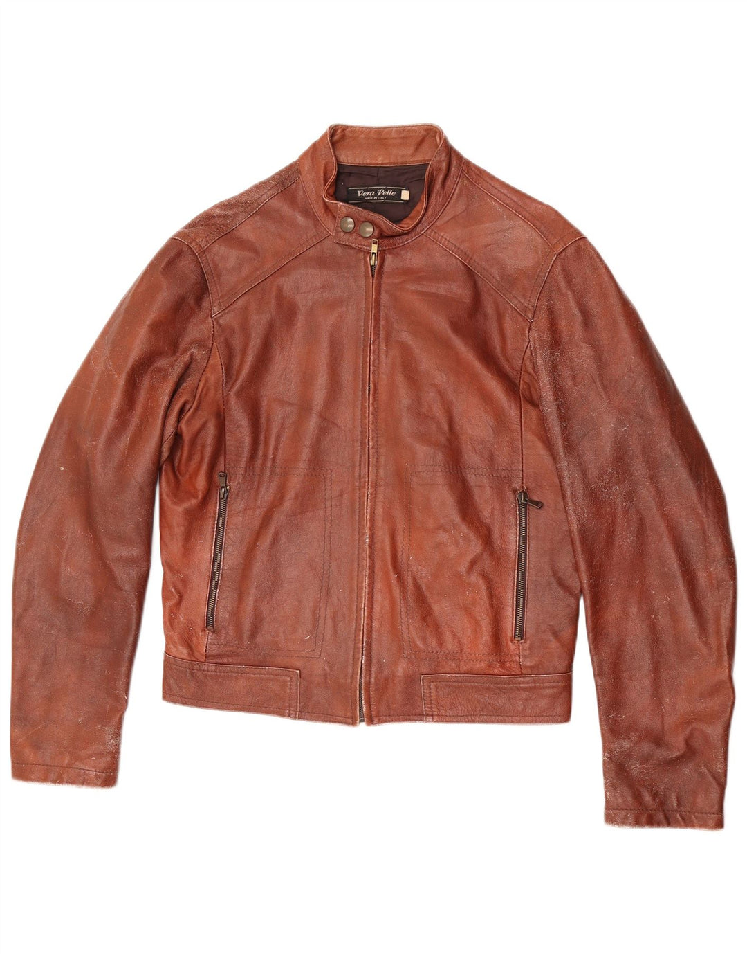 Vintage ženska crop kožna jakna IT 48 XL smeđa koža