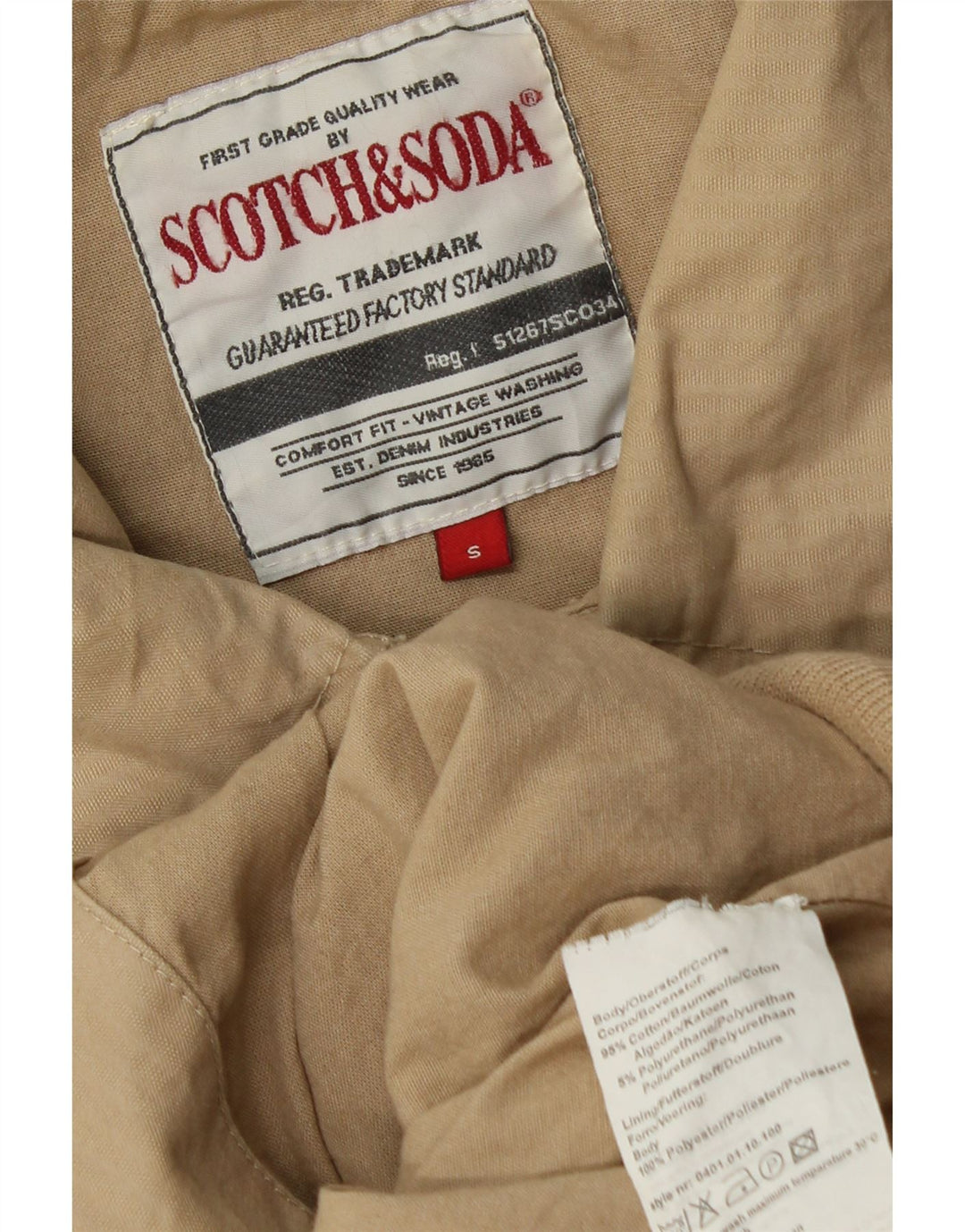 SCOTCH & SODA muška bombaška jakna s grafičkim motivima UK 36 Mala, bež pamuk
