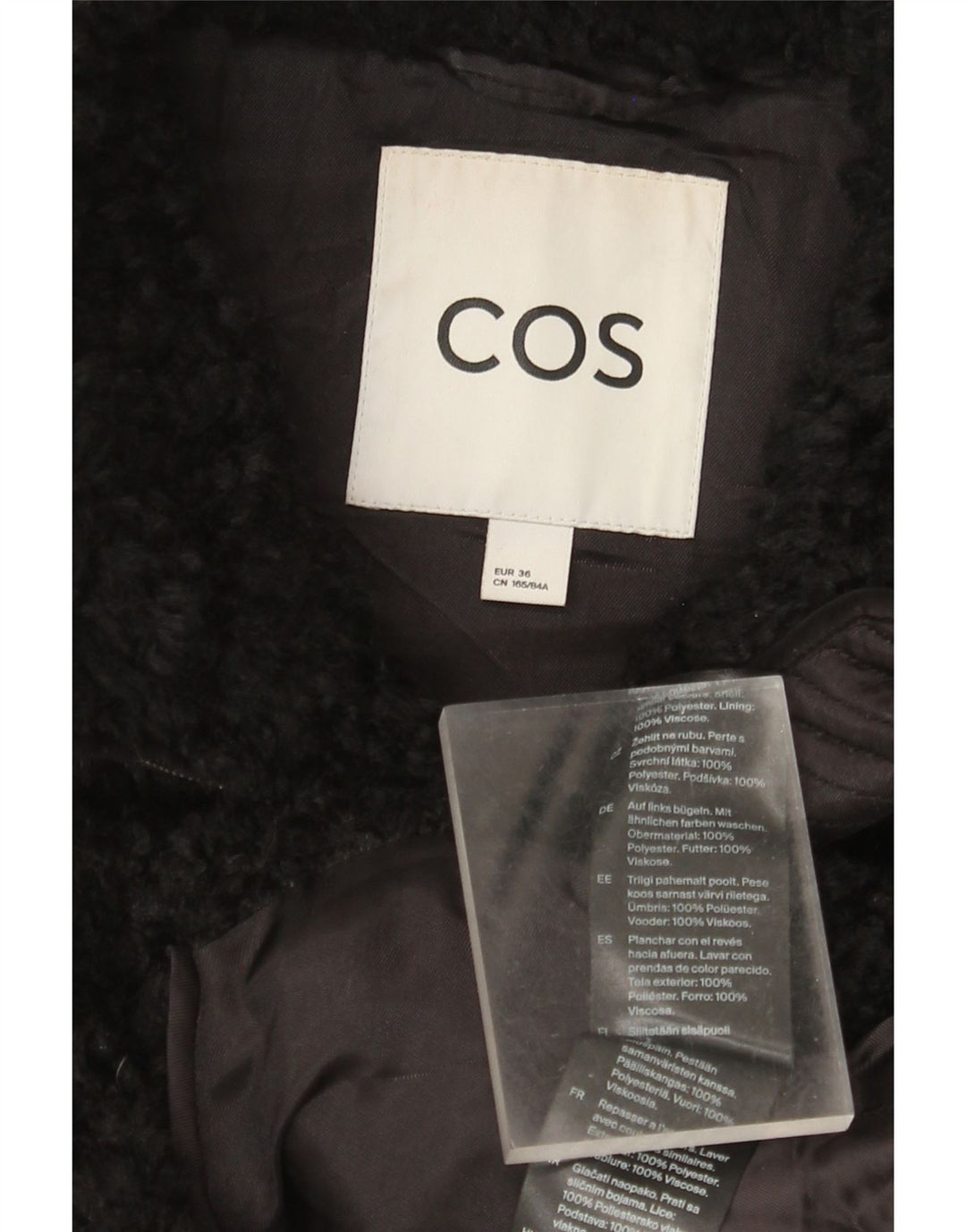 Cos velika ženska jakna od umjetnog krzna EU 36 mala crna poliester