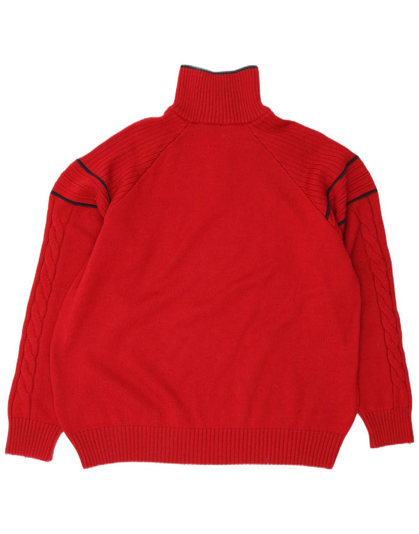 Navigare muški džemper s izrezom s patentnim zatvaračem 2XL od crvene merino vune