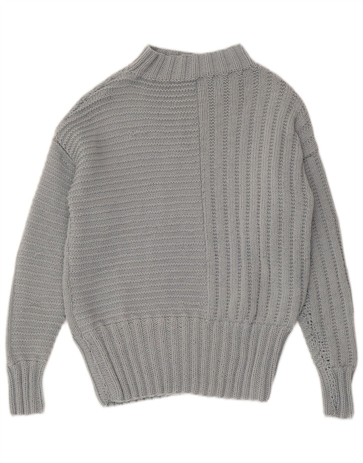 VINTAGE Womens Turtle Neck Jumper Sweater UK 12 Medium Grey