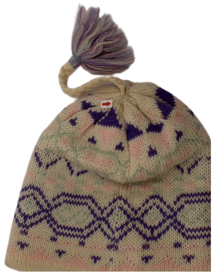 Vintage ženska kapa s kapom jedne veličine od bijele vune Fair Isle
