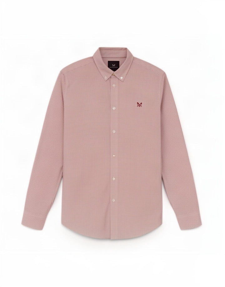 Crew Clothing Muška uska košulja Srednje crvena karirana pamuk