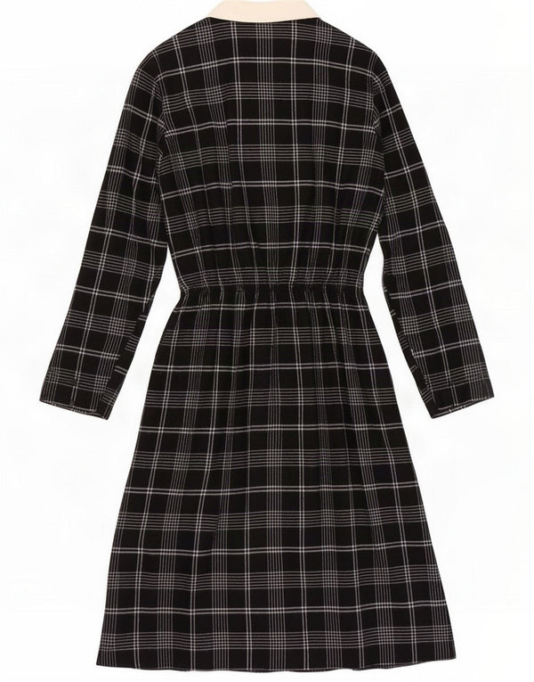 Vintage Womens Pullover Shirt Dress UK 6 XS Black Check
