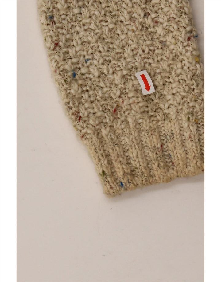 PER UNA Womens Hooded Cardigan Sweater UK 12 Medium Beige Flecked Cotton