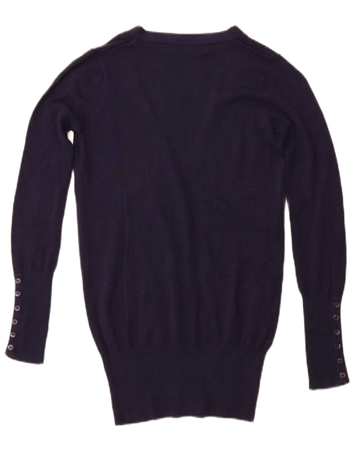 ZARA ženski kardigan pulover UK 10 Small Tavy Blue Rayon