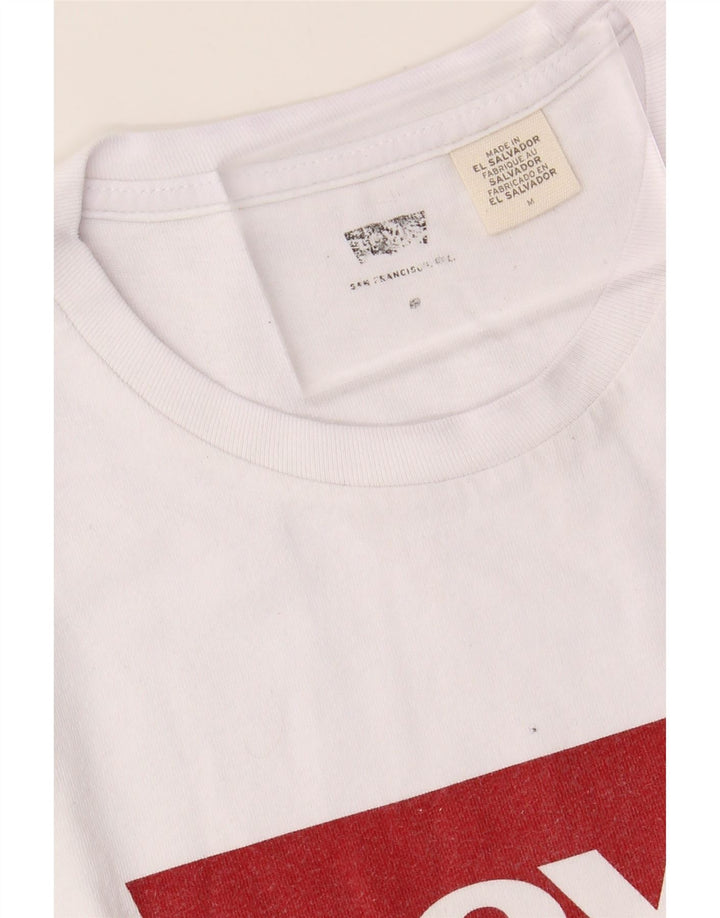 LEVI'S Womens Graphic T-Shirt Top UK 12 Medium White Vintage Levi's and Second-Hand Levi's from Messina Hembry 