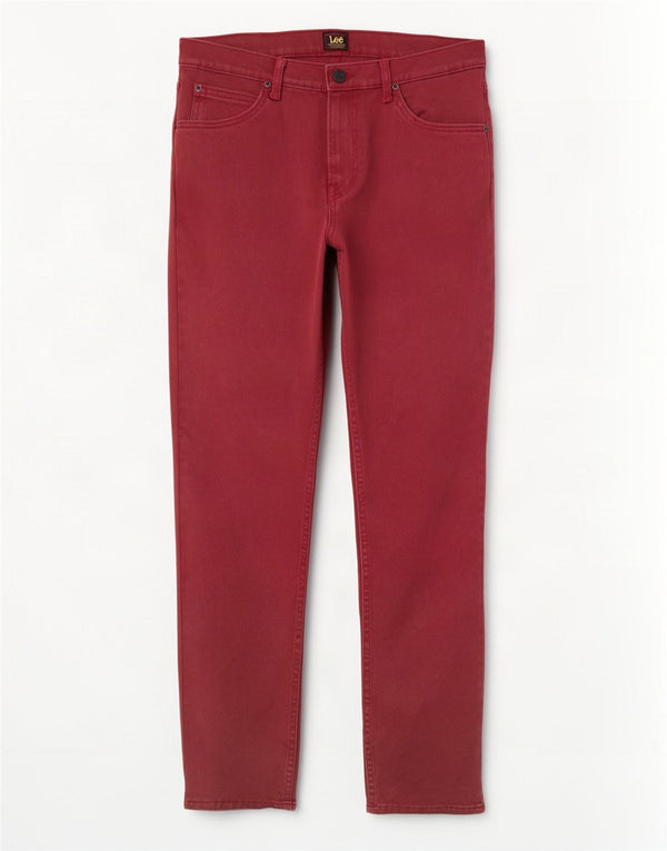 Lee Mens Rider Straight Slim Jeans W31 L32 Bordo Pamuk
