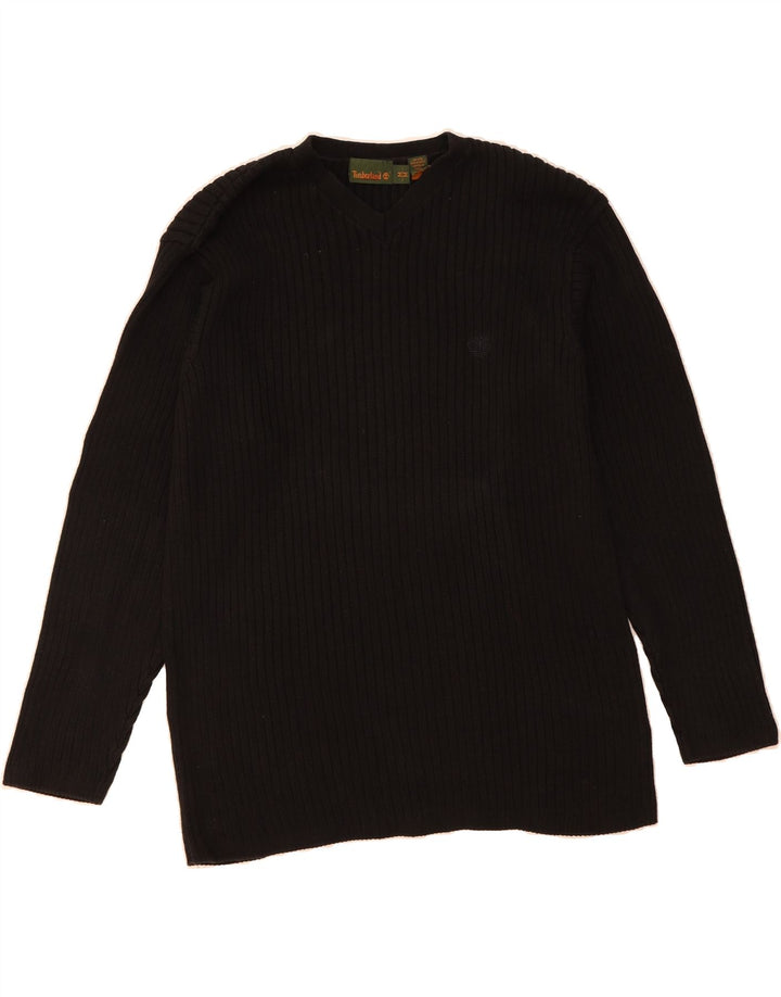 TIMBERLAND Mens V-Neck Jumper Sweater Medium Black Cotton Vintage Timberland and Second-Hand Timberland from Messina Hembry 