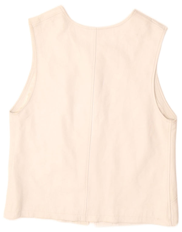 VINTAGE ženska kožna jakna UK 12 Srednje bijela