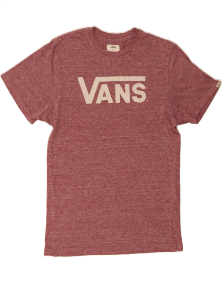 VANS Mens Graphic T-Shirt Top Small Burgundy Flecked Polyester Vintage Vans and Second-Hand Vans from Messina Hembry 
