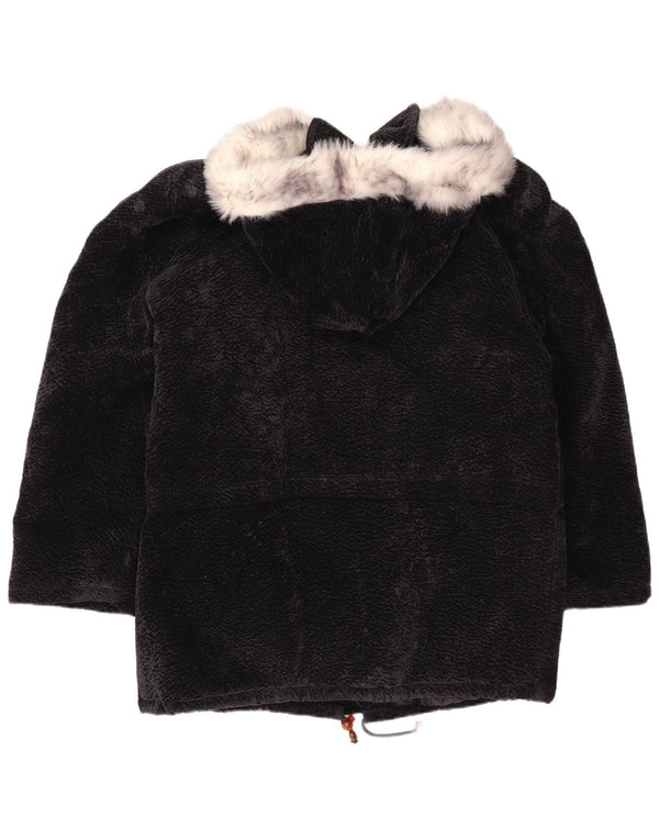 Vintage Womens Oversized Hooded Overcoat UK 18 XL Navy Blue Polyester