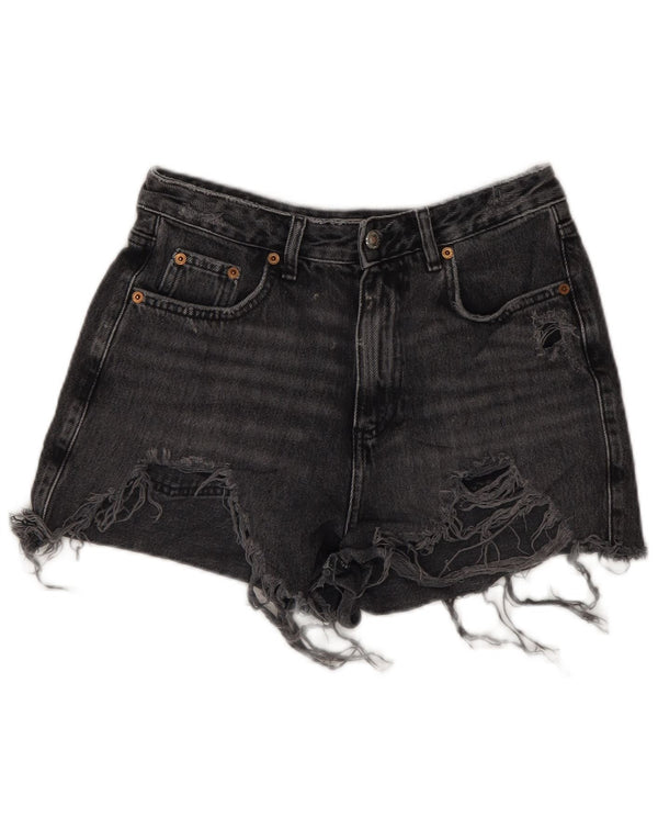 Topshop ženske Mom Denim vruće hlačice UK 10 male W28 sive