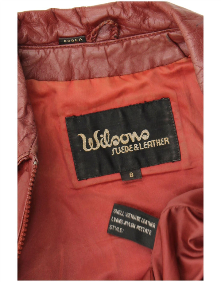 Wilsons ženska kratka kožna jakna UK 8 Mala tamnocrvena koža