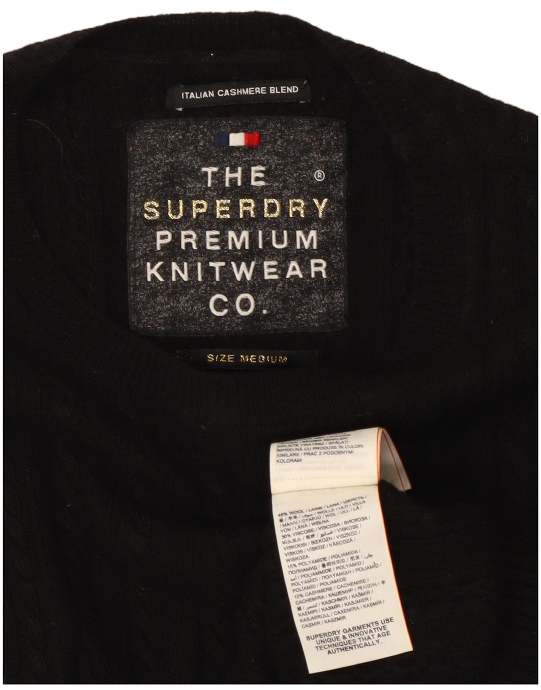 SUPERDRY ženski džemper s okruglim izrezom UK 12 Srednja crna vuna