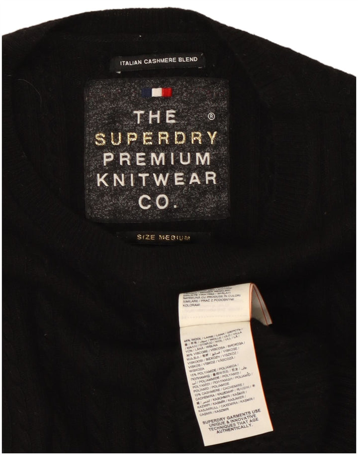 SUPERDRY ženski džemper s okruglim izrezom UK 12 Srednja crna vuna