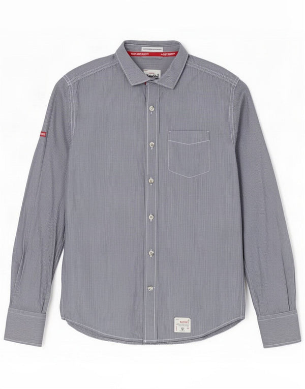 Superdry muška košulja Medium Navy Blue Pinstripe Cotton