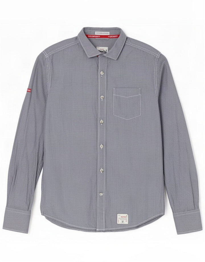 Superdry muška košulja Medium Navy Blue Pinstripe Cotton