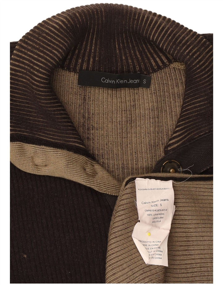 CALVIN KLEIN JEANS Ženski pulover s dugmadima i izrezom UK 10 Small Brown