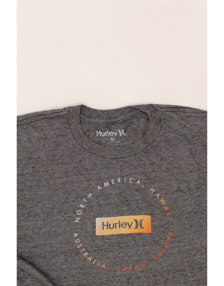 HURLEY Mens Graphic T-Shirt Top Medium Grey Flecked Polyester Vintage Hurley and Second-Hand Hurley from Messina Hembry 