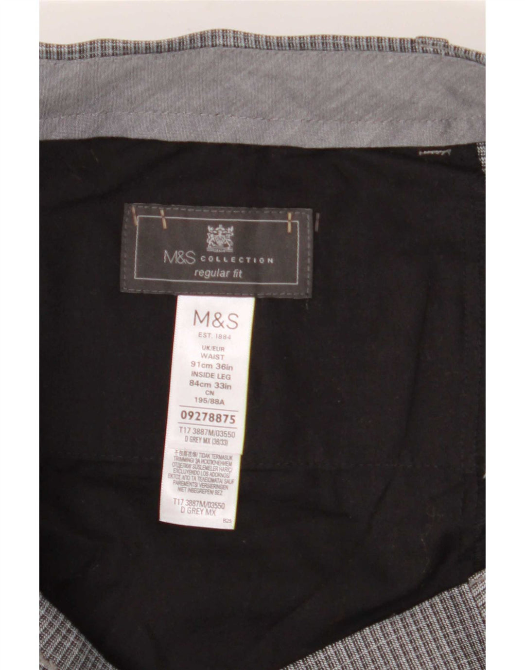 Marks & Spencer muške ravne hlače standardnog kroja W36 L29 sive