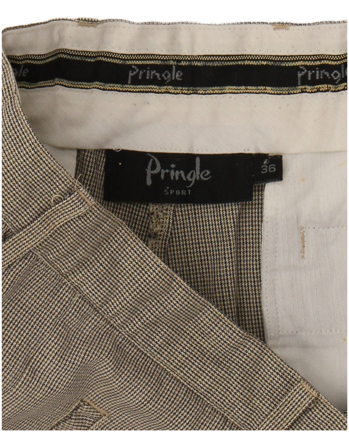 PRINGLE Mens Chino Shorts Large W36 Grey Houndstooth Cotton