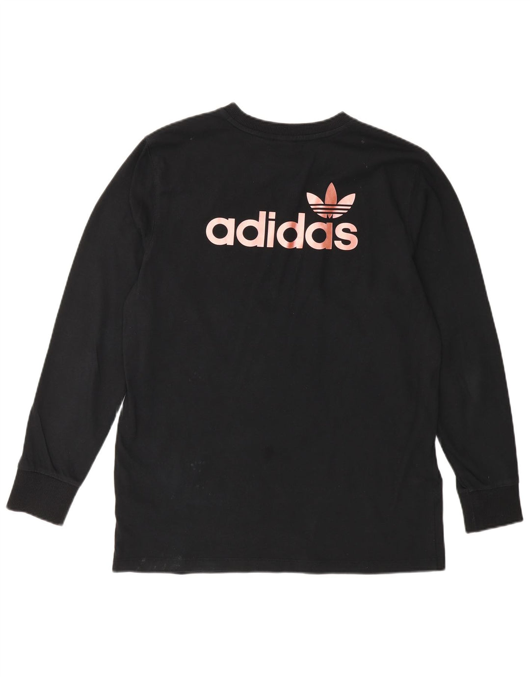 ADIDAS Womens Graphic Top Long Sleeve UK 12 Medium Black Cotton