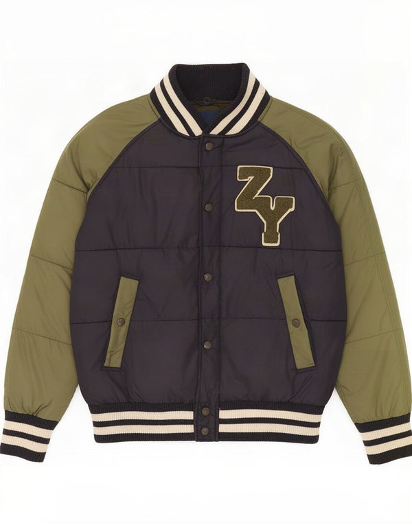 Zara Boys Graphic Padded Jacket 13-14 Years Medium Navy Blue Colourblock