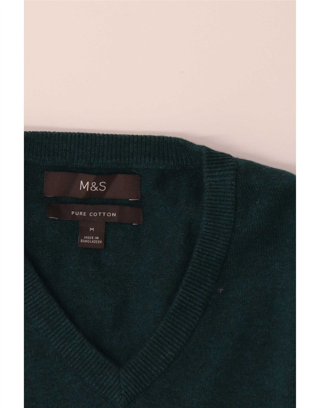 Marks & Spencer muški džemper s V-izrezom Srednje zeleni pamuk
