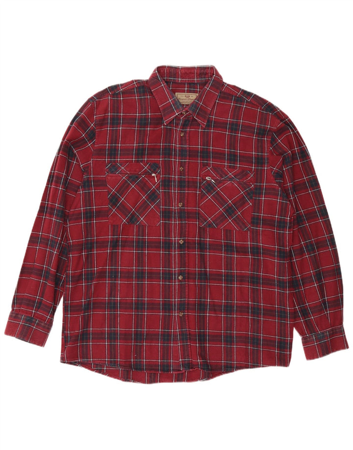 EUROPSKI PROJEKT Muška flanelska košulja XL tamnocrveni karirani pamuk