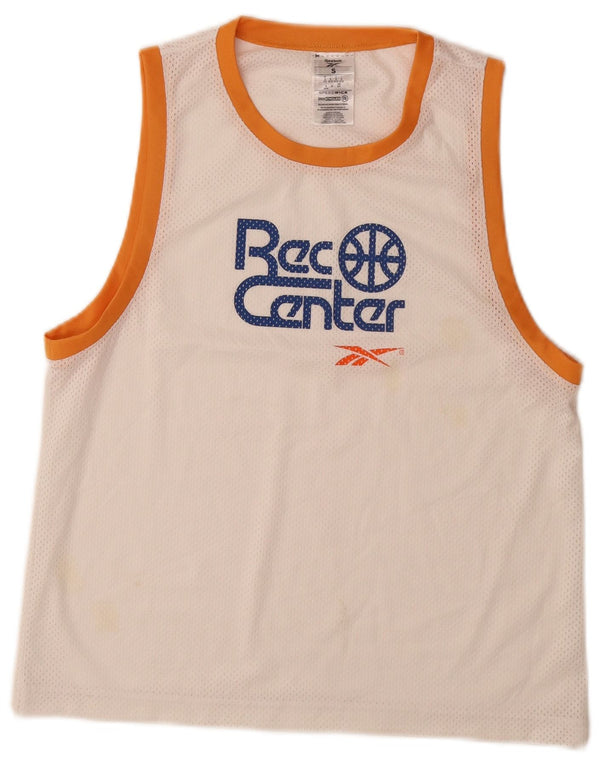 REEBOK Ženski široki grafički prsluk UK 8/10 Mali prljavo bijeli poliester