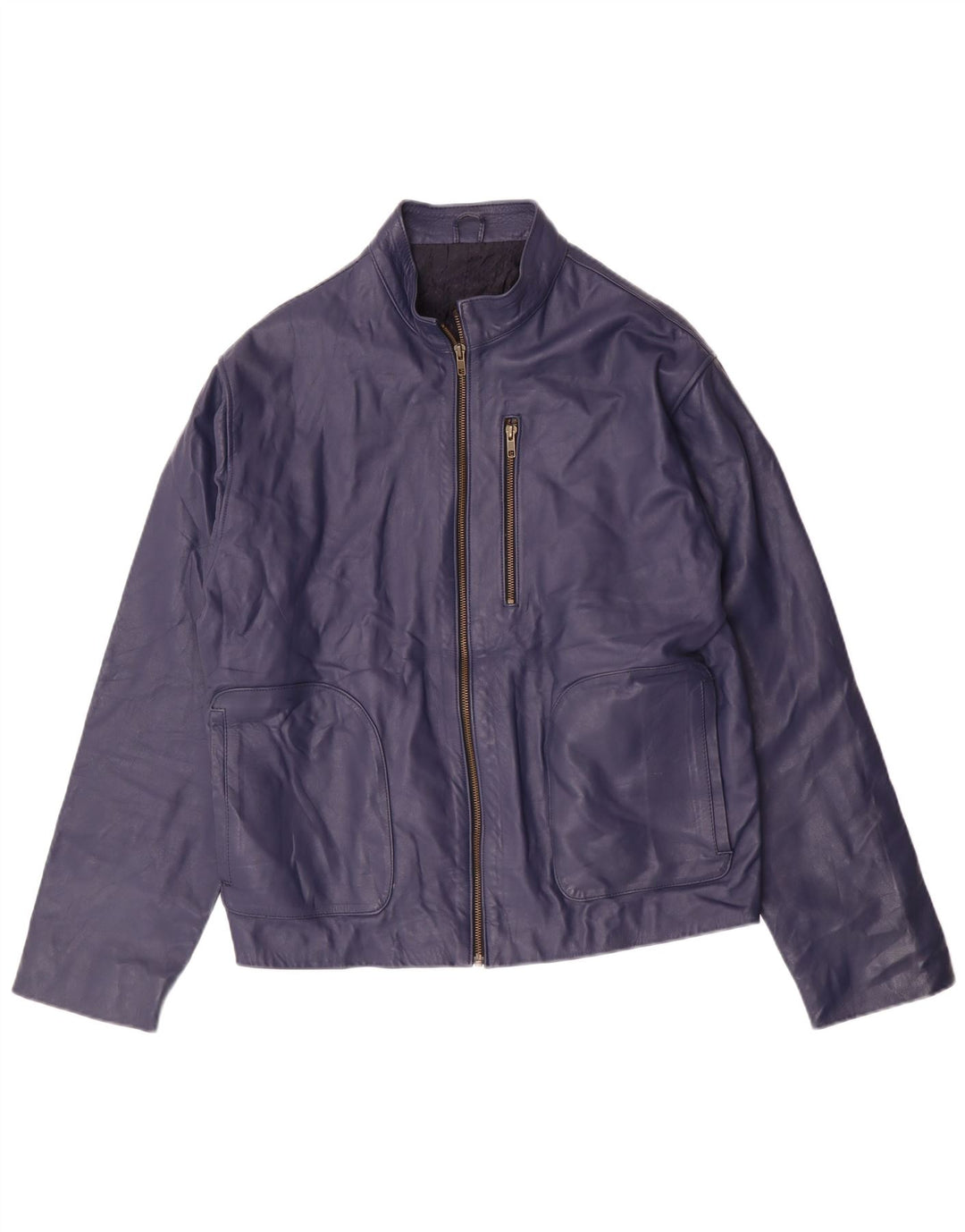 Vintage ženska bomber kožna jakna UK 14 srednje tamnoplava