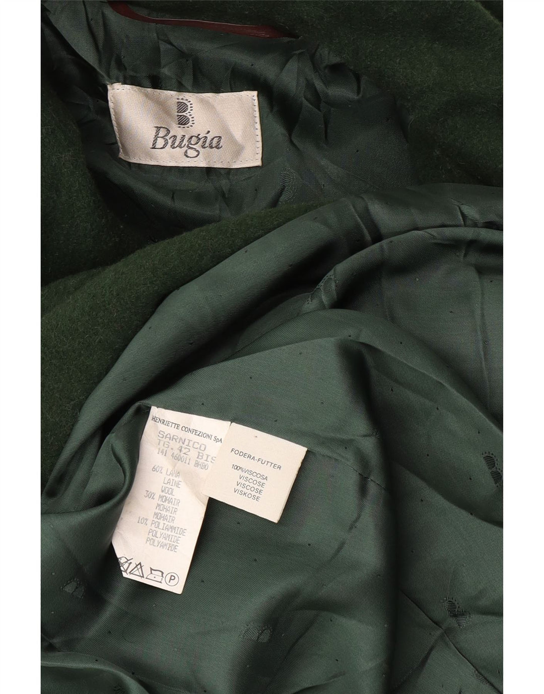 Vintage ženski preveliki kaput UK 18 XL Zelena vuna