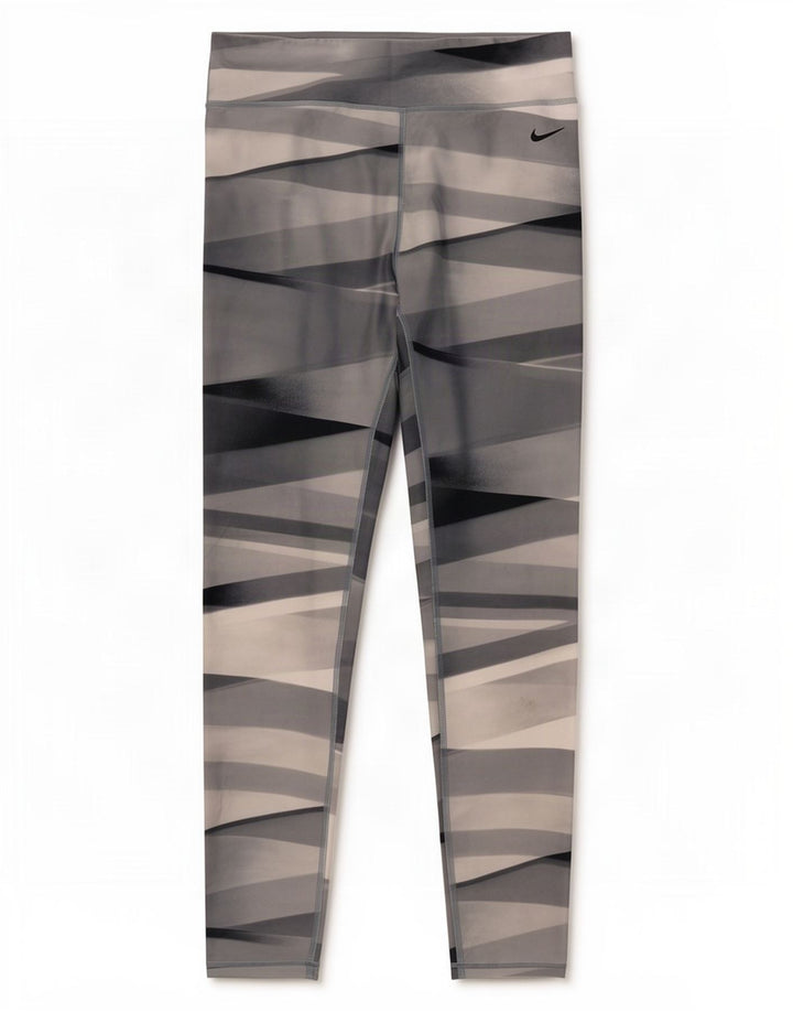 Nike Ženske Dri Fit Leggings UK 12 Srednje sive Geometrijski poliester