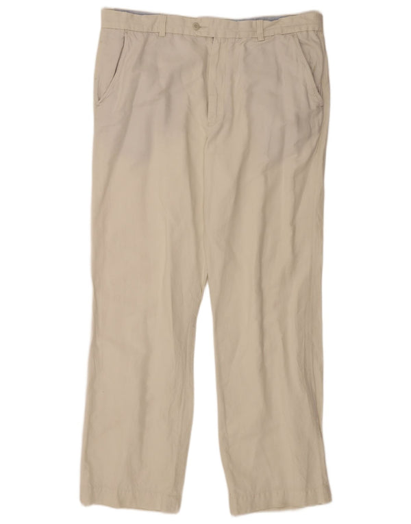 Marks & Spencer muške hlače ravnog odijela Blue Harbor W40 L33 Off White