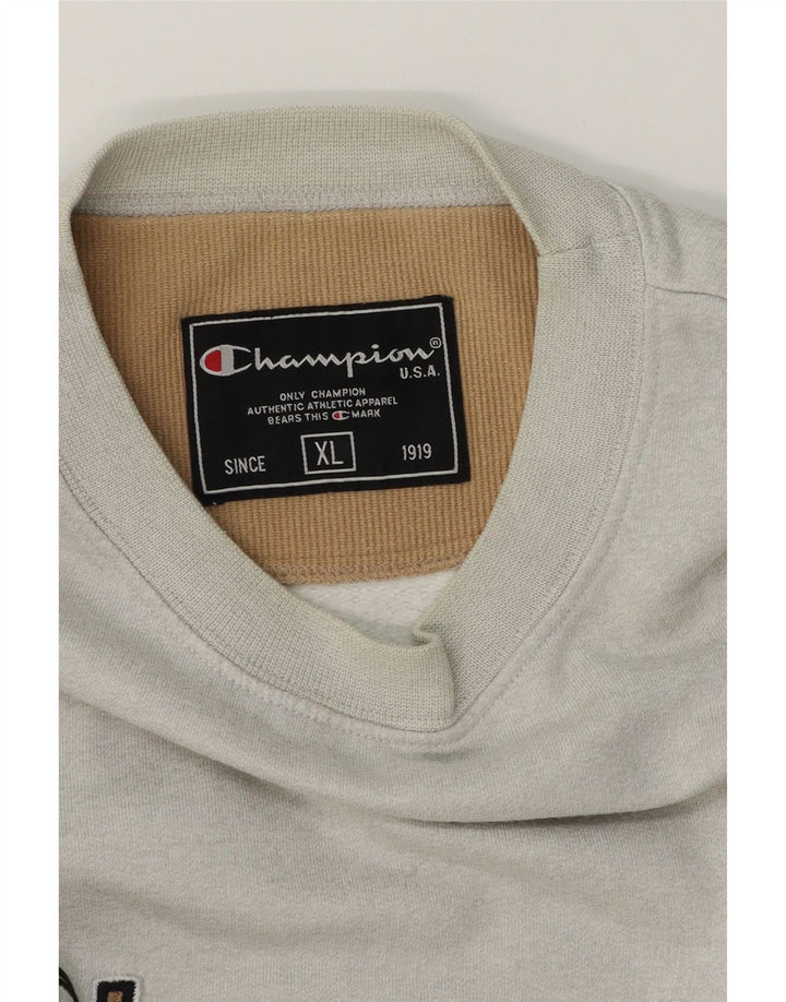 CHAMPION Mens Graphic Sweatshirt Jumper XL Grey Cotton Vintage Champion and Second-Hand Champion from Messina Hembry 
