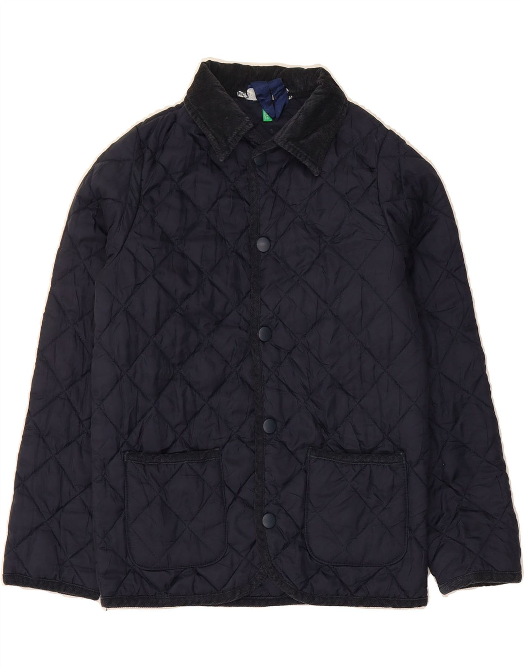 BENETTON Boys Quilted Jacket 8-9 Years Large Navy Blue Polyamide Vintage Benetton and Second-Hand Benetton from Messina Hembry 