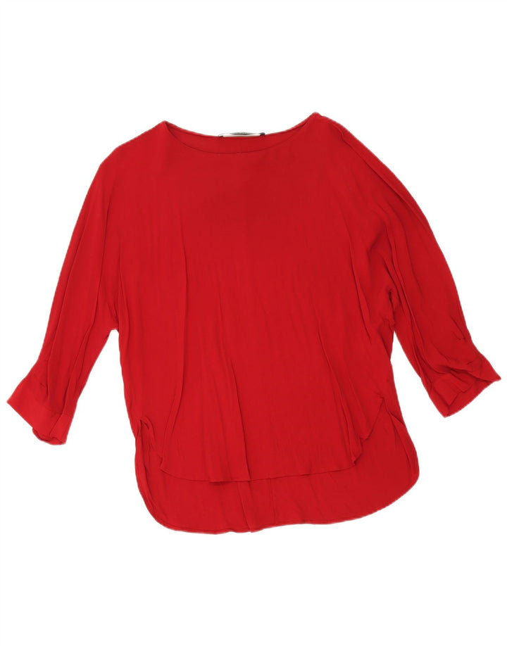 Zara ženska prevelika bluza s 3/4 rukavima UK 10 Mala crvena viskoza