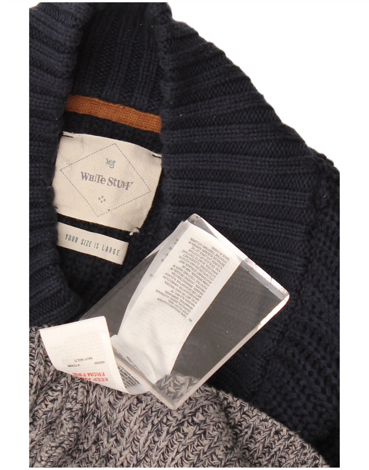 WHITE STUFF Ženski džemper s dugmadima i ovratnikom UK 16 Veliki sivi blok boja