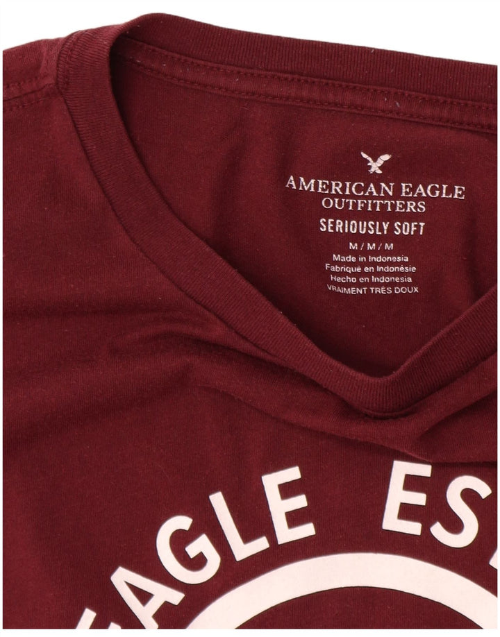 AMERICAN EAGLE Muška majica kratkih rukava s grafičkim motivima Srednji bordo pamuk